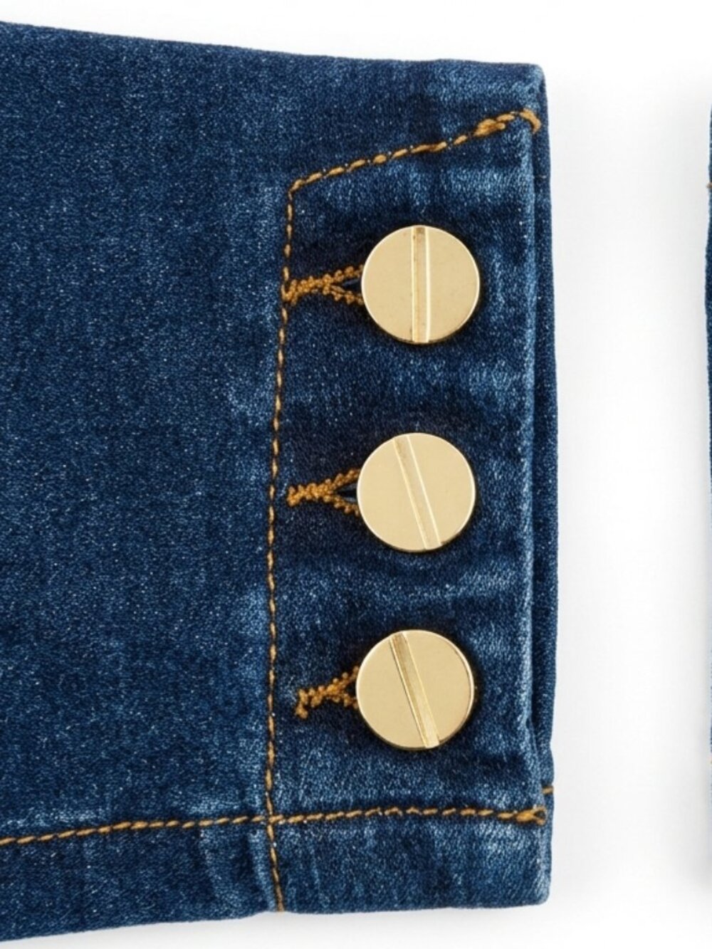 16 Jones New York Signature Dark Wash Gold Button Hem Ankle Jeans - Picture 4 of 6
